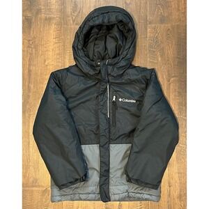 Columbia Kids XS Black Grey Hooded Insulated Winter Jacket Parka Coat